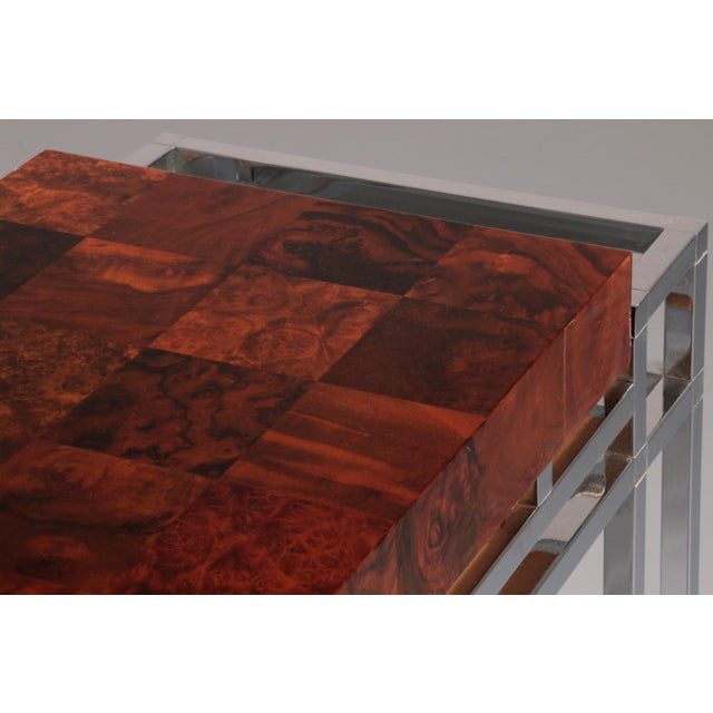 Wood Chrome and Wood Console Table from Aldo Tura, 1970s For Sale - Image 7 of 10