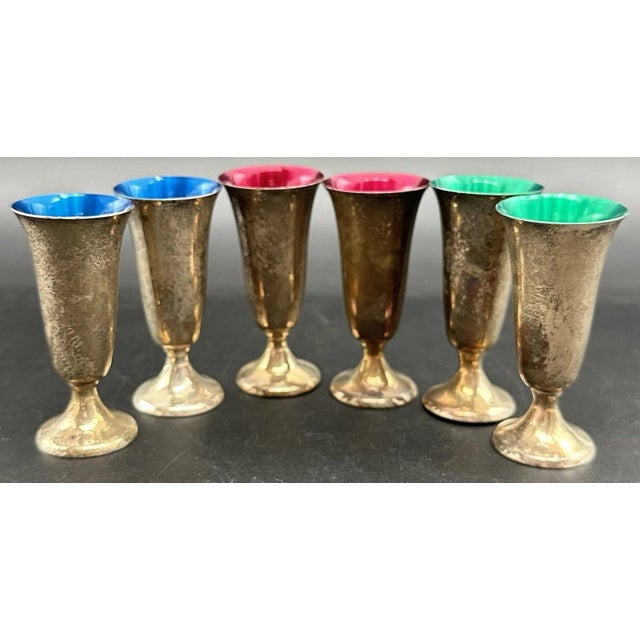 Mid 20th Century Gorhan Sterling Silver 951 Cordial Shot Glasses 124 Grams - Set of 6 For Sale - Image 12 of 17