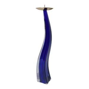 1980s Blue Murano Glass Candlestick by Maurizio Toso