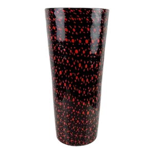 Vintage Murano Vittorio Ferro Black Red Orange Mosaic Murrines Italian Art Glass Tall Flower Vase
