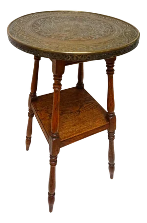 Oriental Copper Gold Topped Side Table, 1930s