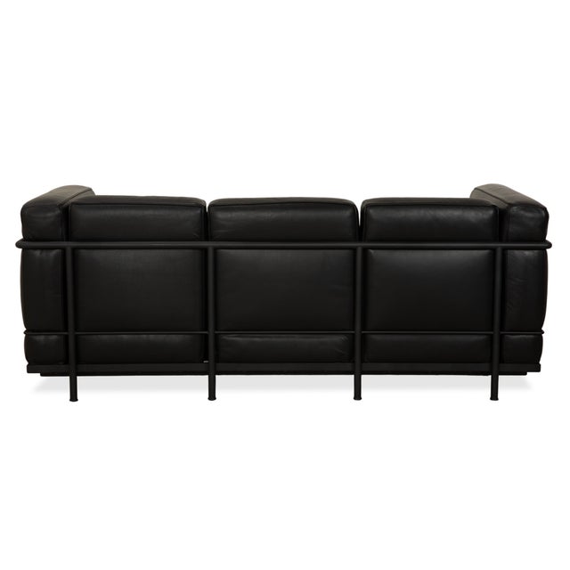 LC 2 3-Seater Sofa in Black Leather by Le Corbusier for Cassina For Sale - Image 14 of 16