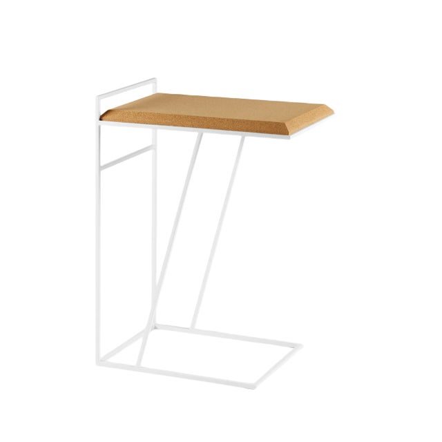 Grão #3 Side Table in Light Cork with White Legs by Mendes Macedo for Galula For Sale