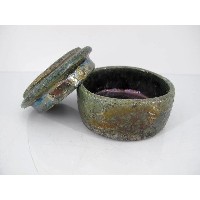 Late 20th Century Late 20th Century Ulla Sutton Lidded Box Modern Art Pottery W/Eye Decoration Denmark For Sale - Image 5 of 9