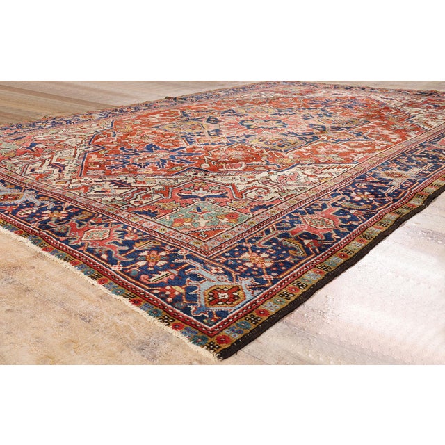 Red Late 19th Century Persian Heriz Rug, 08'03 X 11'11 For Sale - Image 8 of 10
