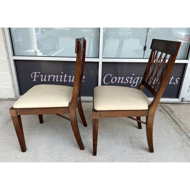 Pair of Jonathan Charles Regency Style Lattice Back Side Chairs For Sale In Raleigh - Image 6 of 14