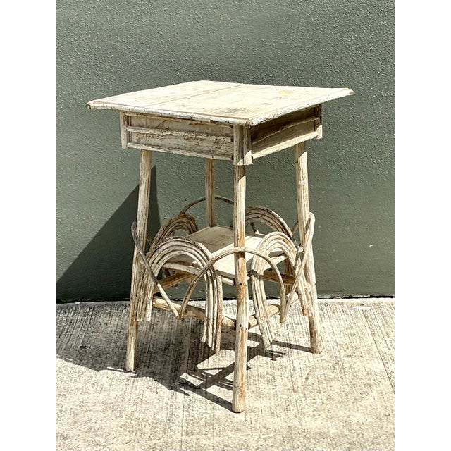 Vintage Primitive Wood Side Table For Sale - Image 12 of 12