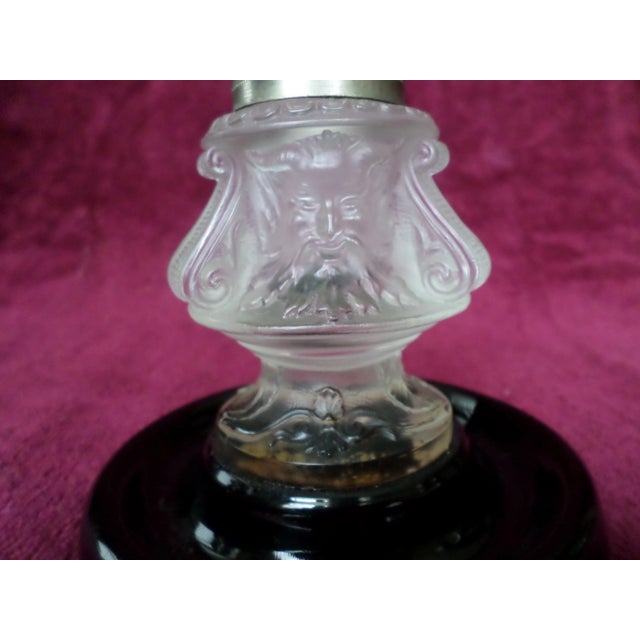 Glass Antique French Satin Glass Cherub Top With North Wind Face Center Inkwell For Sale - Image 7 of 12