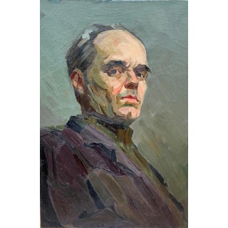 Original Oil Painting, Portrait Art, Man on Canvas, Fine Art, Impasto Style 59-40 For Sale