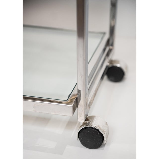 Italian Modern Drinks Cart or Bar Trolley of Chrome and Brass For Sale - Image 15 of 15