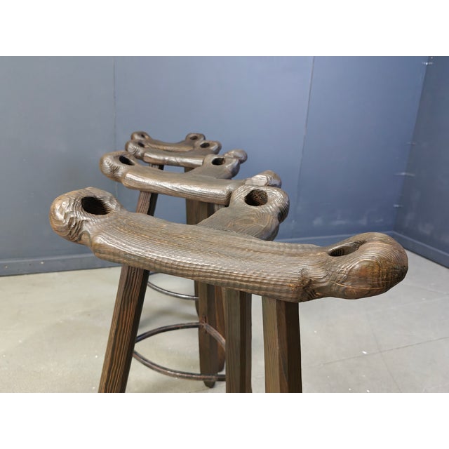 Mid-Century Brutalist Bar Stools, 1960s, Set of 4, in Very Good conditions. Designed 1960 to 1969