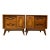 Unique Mid-Century Walnut & Burl Diamond Front Night Stands For Sale