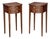 French Bowfront Nightstands or Bedside Tables of Patinated Walnut - Sold as Pair For Sale
