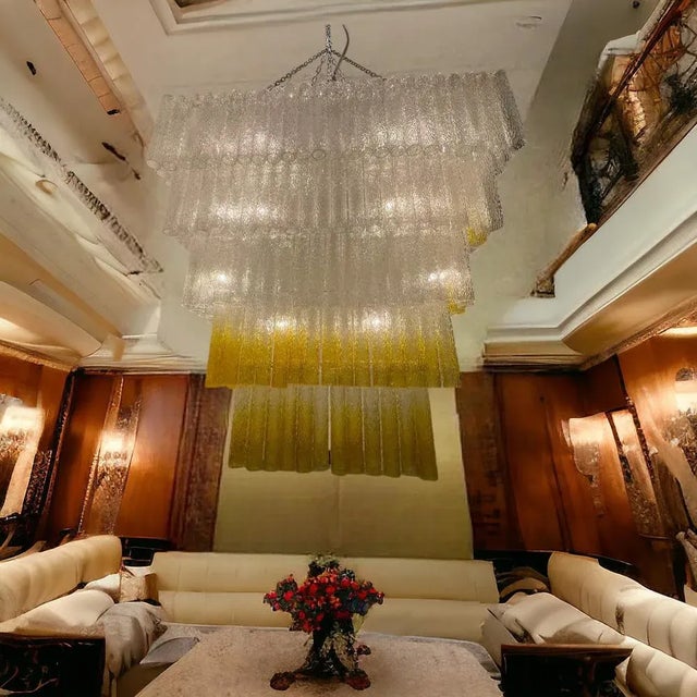 Large Textured Glass Chandelier, 1980s For Sale - Image 8 of 13