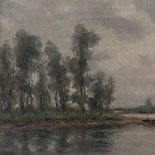 19th Century Belgian Oil on Canvas Painting of Riverboats by Romain Steppe in Original Gilt Frame For Sale - Image 12 of 16