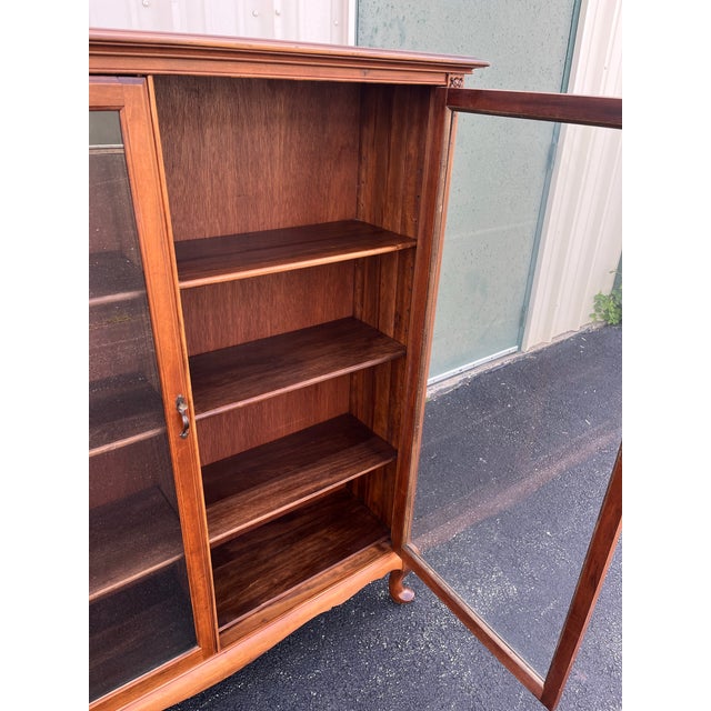 Antique Cherry Queen Anne Double Door Bookcase For Sale - Image 11 of 12