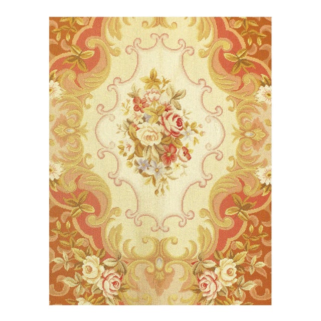 Stunning! 8x10 French Aubusson Needlepoint oriental area rug wool Beige Gray Brown A Genuine Oriental Hand-made (knotted)...