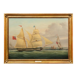 19th Century British Antique Sailing Ship Painting of “Ariel” at Sea by John Murday For Sale