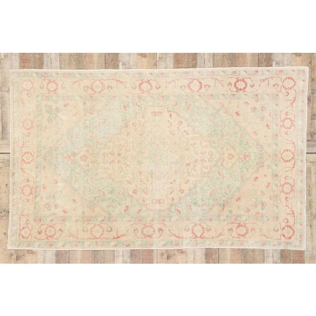 Champagne Vintage Turkish Sivas Rug - 04'03 X 06'11 For Sale - Image 8 of 9