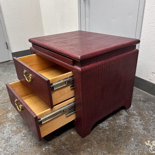 Textile Harrison Van Horn Vintage Two Drawer Burlap Chest For Sale - Image 7 of 12