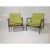 2000 - 2009 Modern Mid Century Lounge Chairs Walnut Frames Lime Green Chenille For Sale - Image 5 of 5