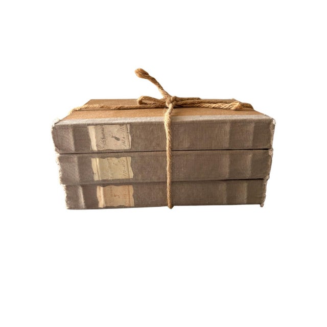Restoration Hardware Large Tomes in Taupe – Set of 3 Handcrafted French-Inspired Decorative Books For Sale - Image 10 of 12
