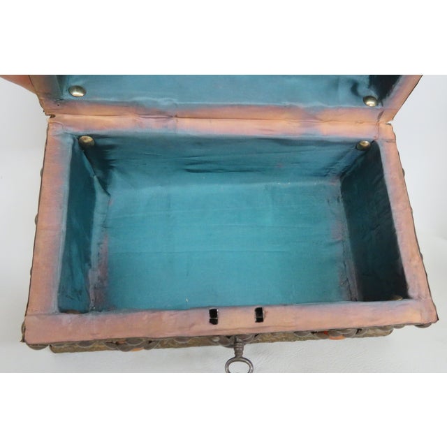 Brass Plated Box Domed Vanity Jewelry Decorative Vintage Chest With Key 4711b For Sale - Image 11 of 15