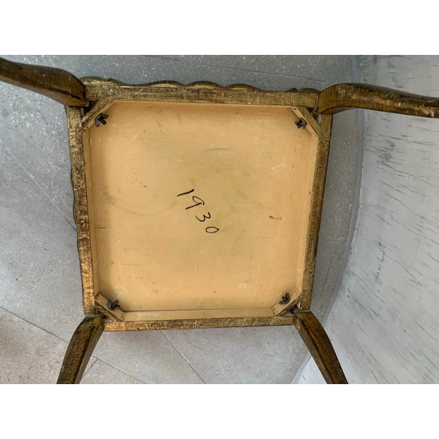 Vintage Mid-Century Italian Neoclassical Florentine Table, Gilt-Wood Square For Sale - Image 10 of 12