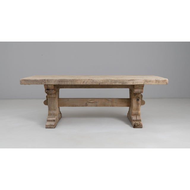 French Provincial 20th Century French Oak Trestle Dining Table For Sale - Image 3 of 18