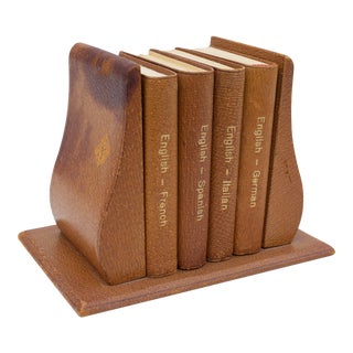 Petite German-Made Leatherbound Universal Dictionary Set For Sale