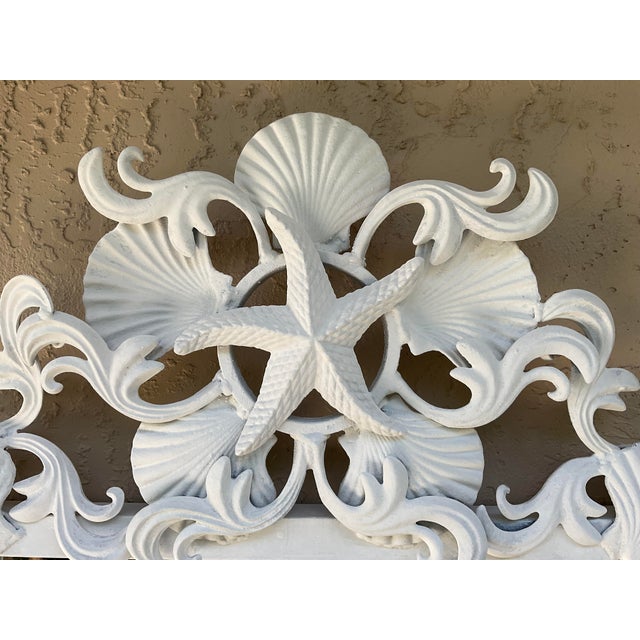 Vintage Coastal Cast Iron Shell & Starfish Wall Mirror For Sale - Image 10 of 15
