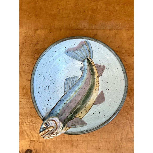 Late 20th Century Vintage Handcrafted Fish Design Pottery Bowl For Sale - Image 5 of 12