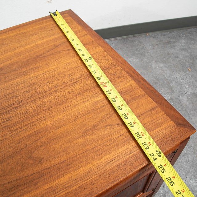 Mid Century Modern End Side Tables Walnut Storage Nightstands Pair Cabinet MCM For Sale - Image 10 of 10