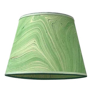 Mint Green and Gold Paper Lampshade - 9” x 16” x 11” For Sale