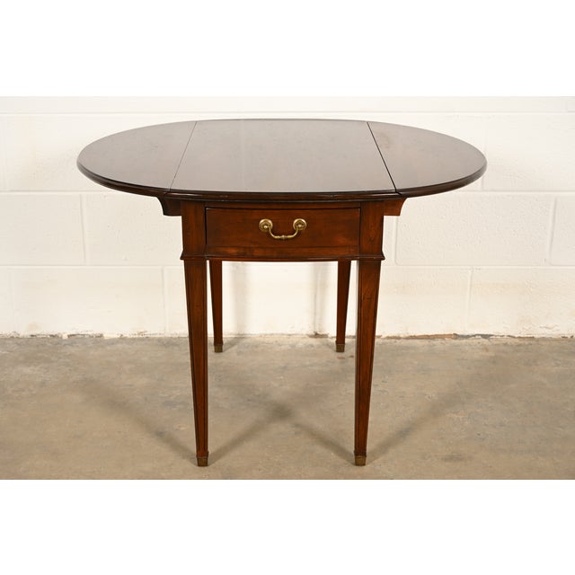 Ethan Allen Georgian Cherry Wood Drop Leaf Pembroke Side Table, Circa 1970s For Sale - Image 12 of 16