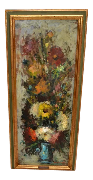 Gilt Framed Oil Painting Floral Bouquet Still Life Signed G. Boncinelli