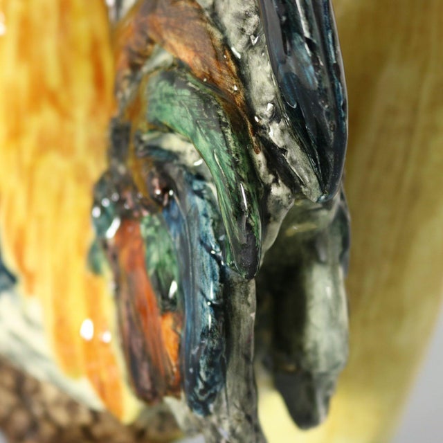 Delphin Massier Majolica Cockerel/Rooster Vase For Sale - Image 16 of 16