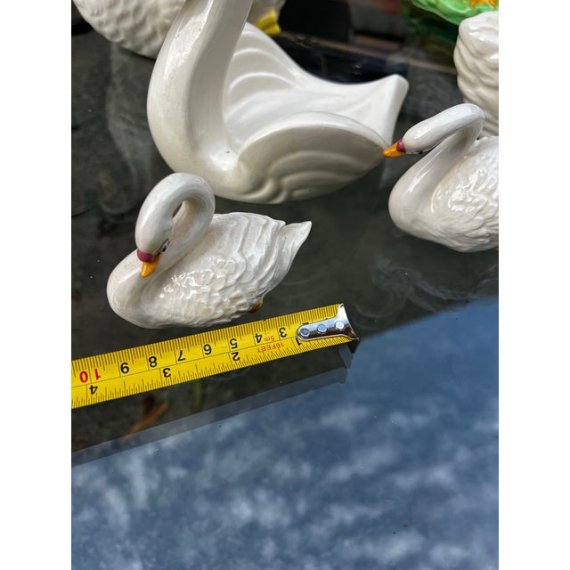 Mid-Century Modern Collection of Vintage White Ceramic Swan Bowls and Figurines- Set of 9 For Sale - Image 3 of 12