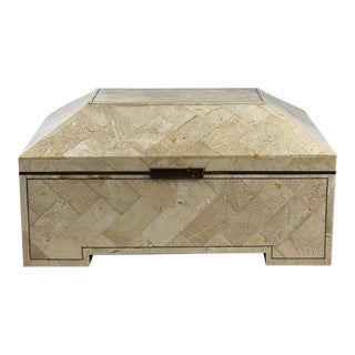 Vintage Tessellated Stone and Brass Box For Sale