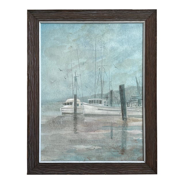 20th Century Impressionist Harbor Scene, Framed For Sale