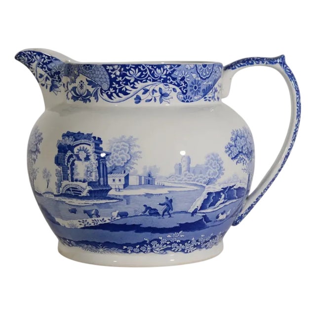 Large Italian Blue and White Spode Jug For Sale