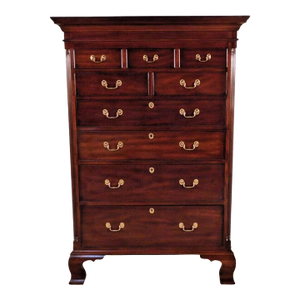 1980s Henkel Harris Mahogany New Market Tall Chest Dresser Highboy #175