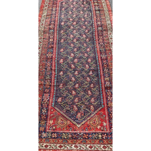 Antique Persian Malayer Runner With Sub-Geometric All-Over Design in Multicolors For Sale In Atlanta - Image 6 of 13
