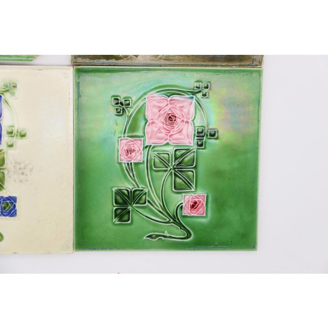 1920s Set of Six Tiles Art Nouveau H & R Johnson England For Sale - Image 13 of 18