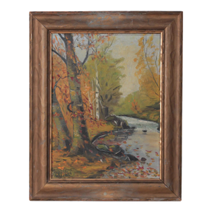 Mid-Century Autumn Landscape Original Oil Painting Signed Kenneth Askin
