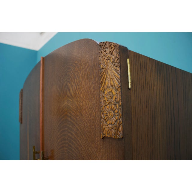 1930s Art Deco Oak Linen Cabinet, 1930s For Sale - Image 5 of 9