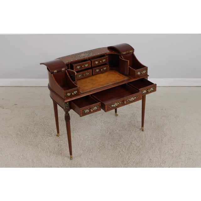 Maitland Smith Adams Style Paint Decorated Mahogany Carlton House Desk For Sale In Philadelphia - Image 6 of 18