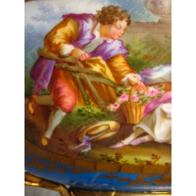 Mid 19th Century Mid 19th Century Sevres Style Napoleon III Bronze Mounted Center Piece For Sale - Image 5 of 17