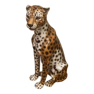 Large Italian Ceramic Cheetah For Sale