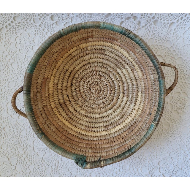 Rustic 1960s Large Handwoven Lidded Storage Basket For Sale - Image 3 of 6
